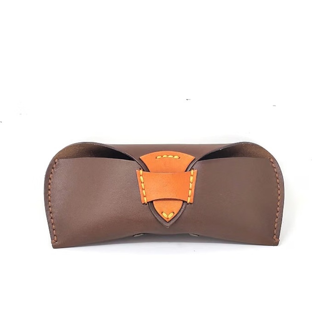 Handmade Leather Sunglasses Eyeglasses Case Brown 7" x 3", NEW